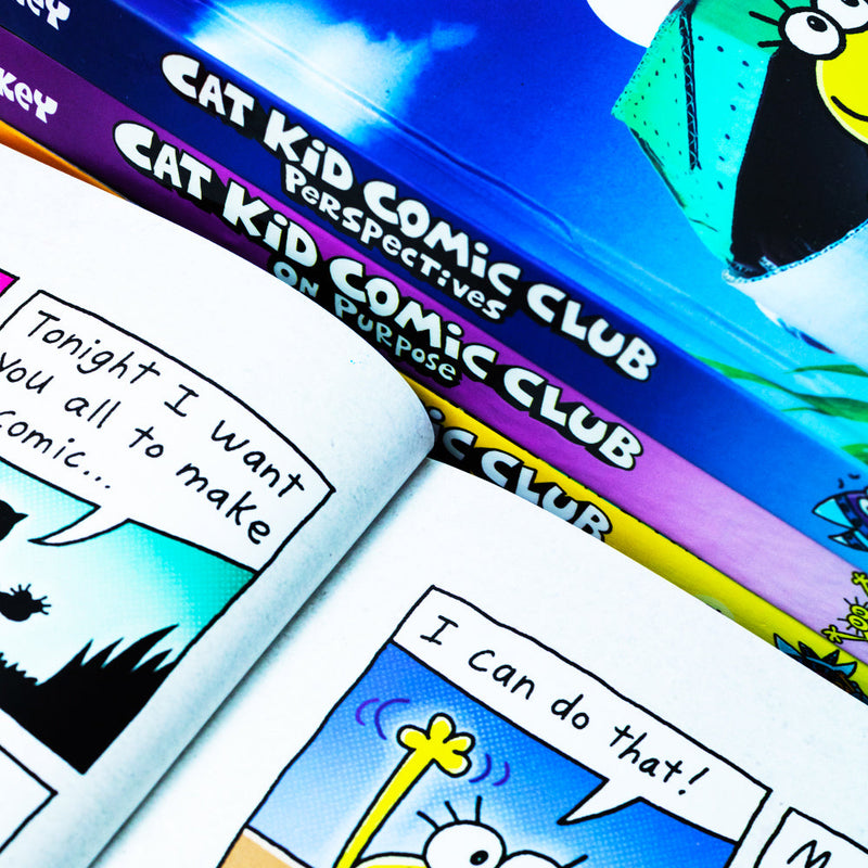 Cat Kid Comic Club Series Collection 4 Books Set By Dav Pilkey (Cat Kid Comic Club, Perspectives, On Purpose, Collaborations)