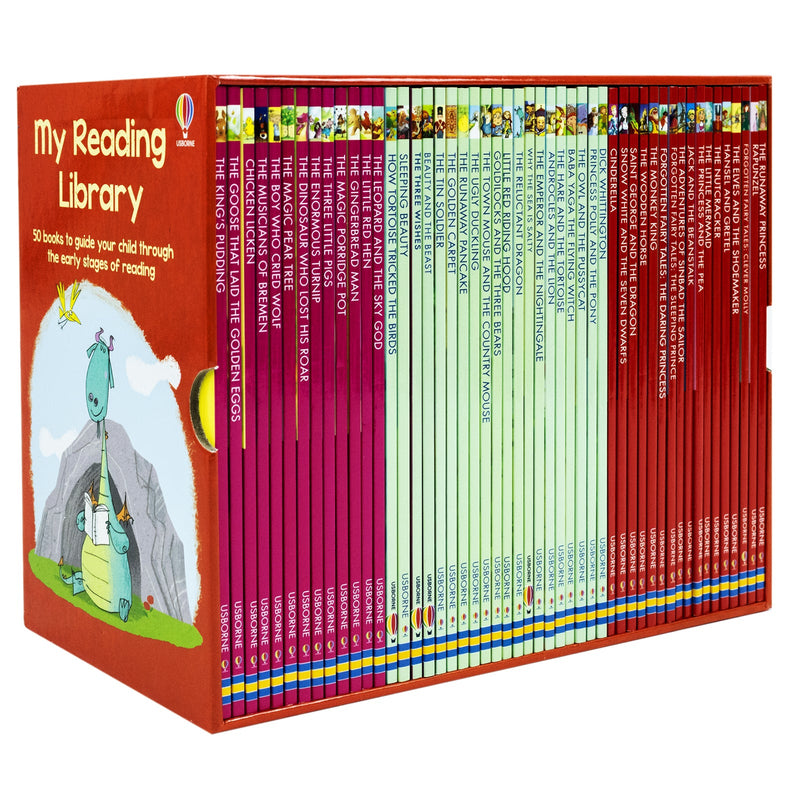 Usborne My Second Reading Library 50 Books Box Set Collection (Red)