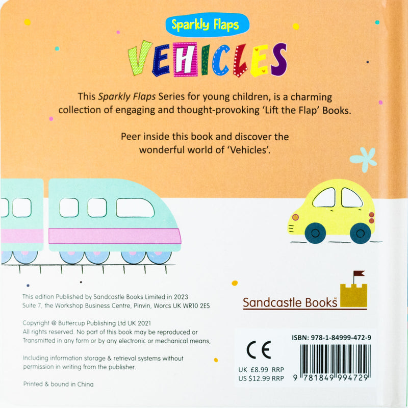 Sparkly Lift the Flaps Board book Collection 3 Book Set (Opposites, Vehicles, Animal Sounds)