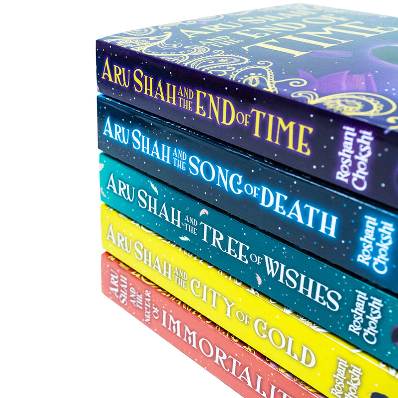 Pandava Series By Roshani Chokshi 5 Books Collection Set (Aru Shah and the End of Time, Song of Death, Tree of Wishes, City of Gold & Nectar of Immortality)