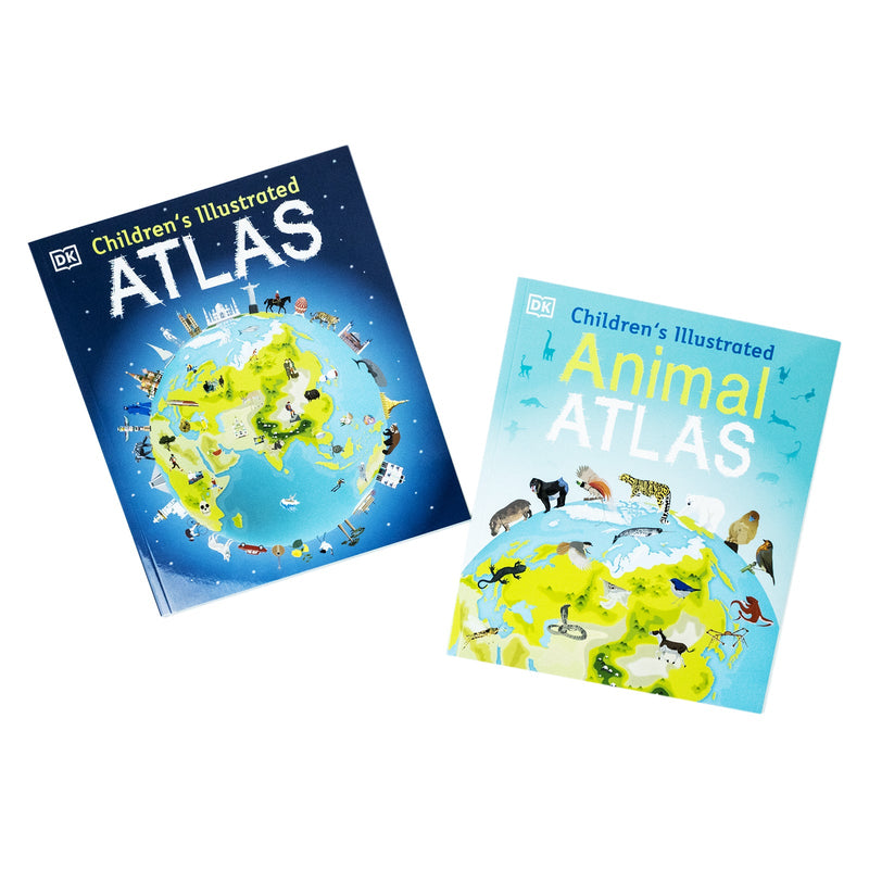 Children's Atlas Collection 2 Books Set By Andrew Brooks, DK (Children's Illustrated Atlas & Children's Illustrated Animal Atlas)