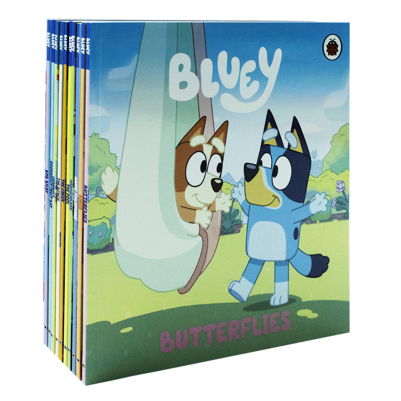 Bluey lets Do This! 10 Picture Books Story Collection Box Set (The Beach, Goodnight Fruit Bat, Butterflies, Bingo, Magic Xylophone, Hammerbarn, The Pool, The Creek, Grannies & Bob Bilby