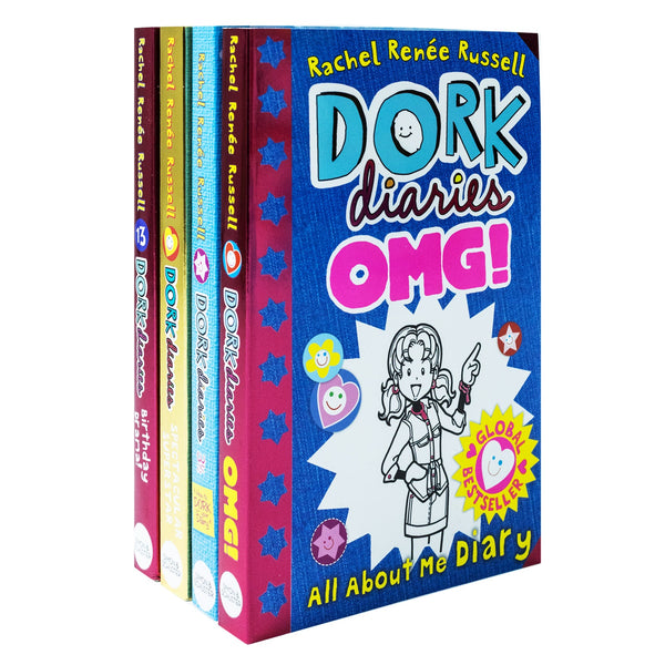 Dork Diaries 4 Book Set (Spectacular Superstar ,OMG!,How To Dork Your Diary 3.5)