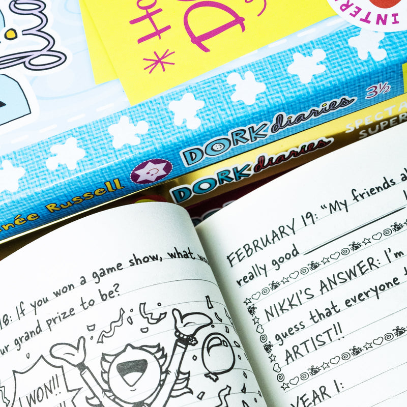 Dork Diaries 4 Book Set (Spectacular Superstar ,OMG!,How To Dork Your Diary 3.5)