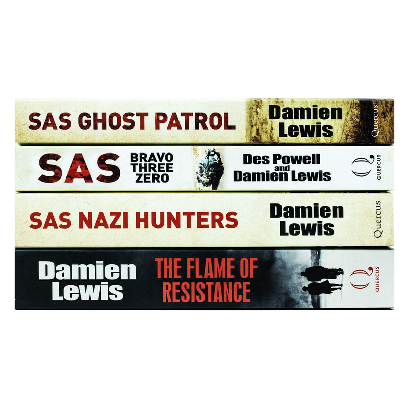 Damien Lewis Collection 4 Books Set (SAS Ghost Patrol, SAS Bravo Three Zero, SAS Nazi Hunters & The Flame of Resistance)