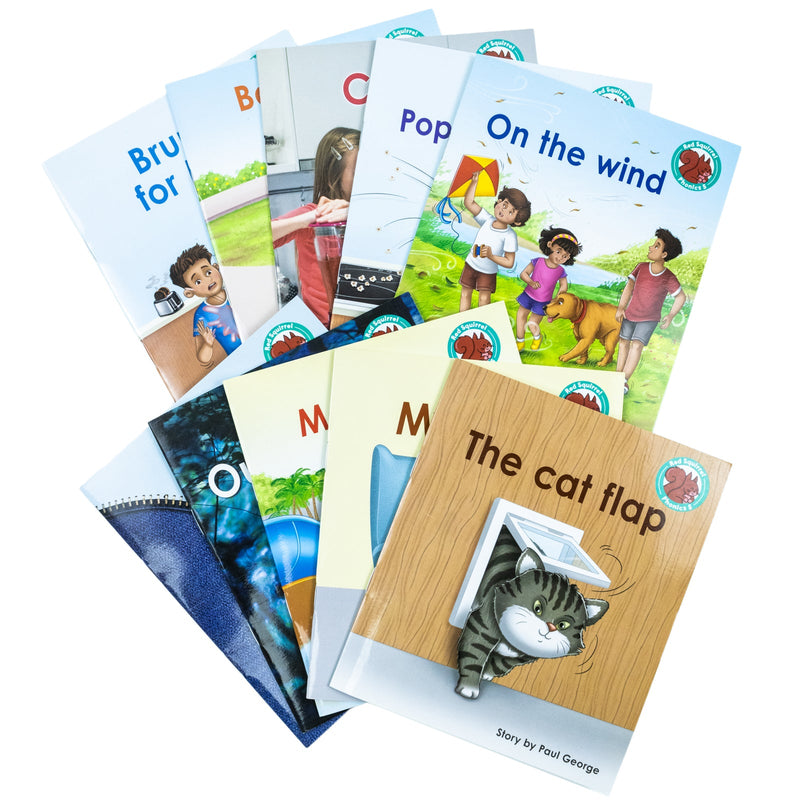 Red Squirrel Phonics Level 5- Set 2B Collection 10 Books Set(Bad luck Sam, Cook, Brunch for Mum, On the wind, Pop! Pop! Pop!, My spot, Maximum thrill, The cat flap, Out at night, Zip it!)