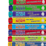 Photo of World of Norm 12 Book Set Spines by Jonathan Meres on a White Background