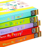 Wheres My Touchy Feely 5 Book Set Collection Library (Dinosaurs, Llama, Unicorn, Puppy & Peacock)