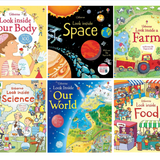 Usborne Look Inside Collection 6 Books Set ( Your Body, Space, Farm, Science, Our World, Look side Food