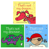 That's Not My Touchy-Feely 3 Books Collection Set by Fiona Watt | Pirate, Dinosaur & Dragon | Usborne Touchy-Feely Board Books