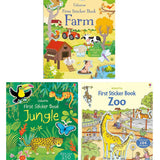 Usborne First Sticker 3 Books Collection Set (Zoo, Farm and Jungle )