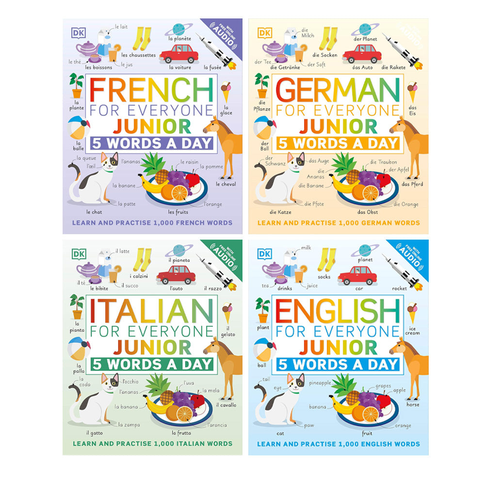 5 Words a Day series 4 Books Collection Set By DK (French for Everyone ...