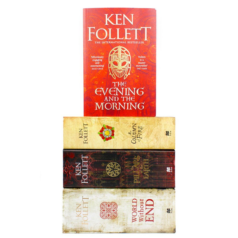 Photo of The Kingsbridge Novels 4 Book Collection by Ken Follett on a White Background