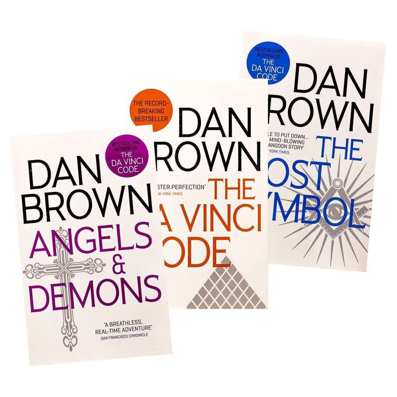 Dan Brown 3 Books Set Collection Angels & Demons, The Da Vinci Code,...etc