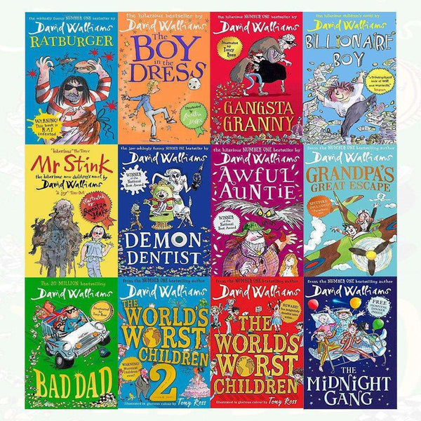 David Walliams 12 Books Collection Set Bad Dad, Midnight Gang, Grandpa's Great