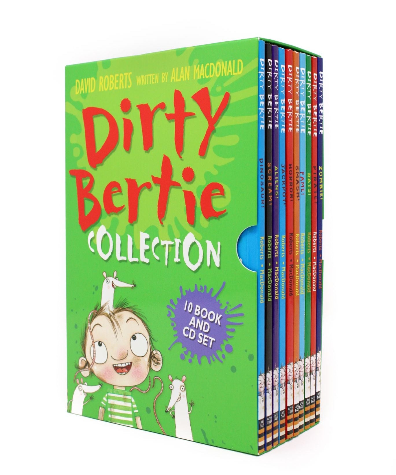 Photo of Dirty Bertie 10 Book and CD Set by Alan MacDonald on a White Background