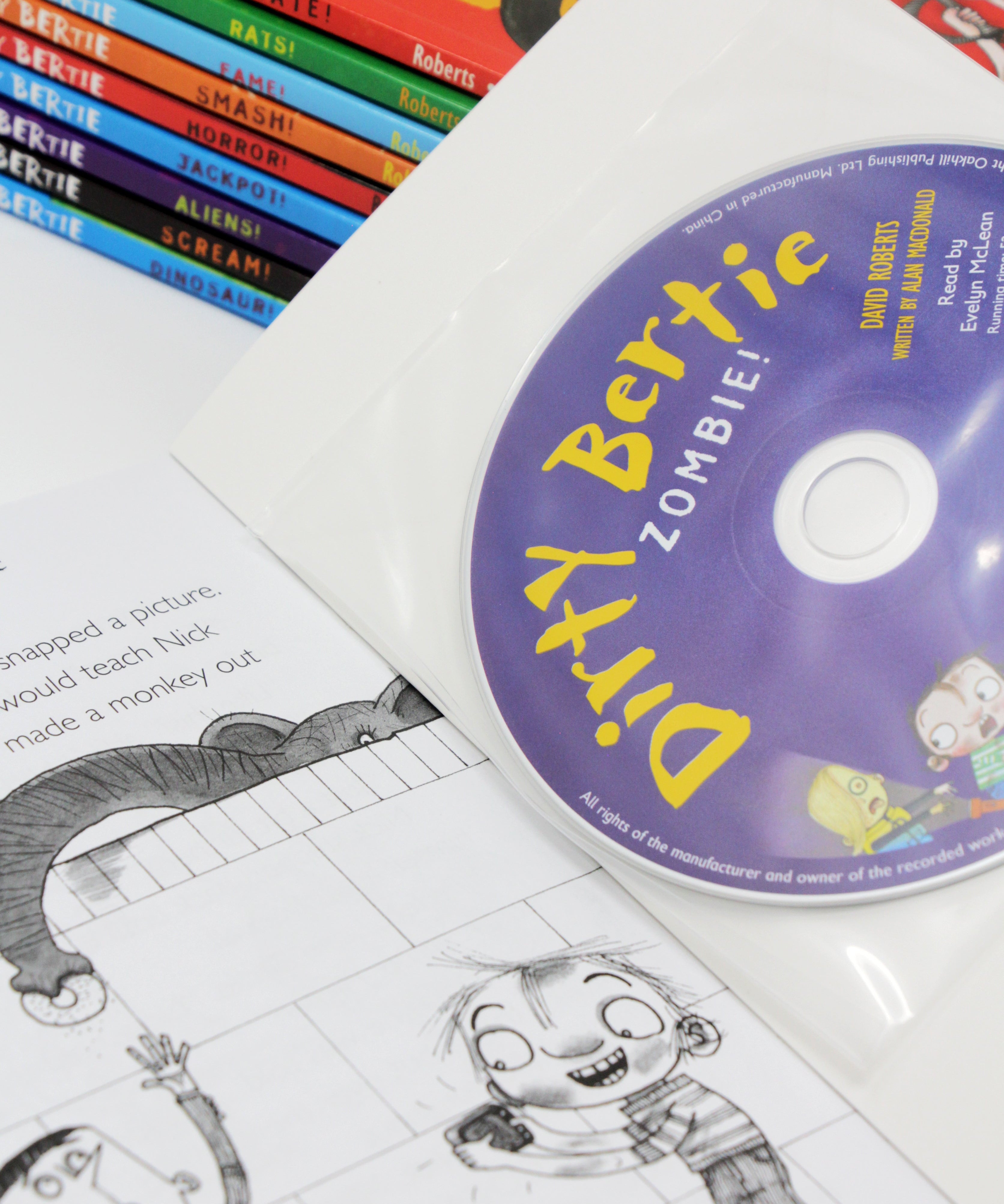 Photo of Dirty Bertie 10 Book and CD Set by Alan MacDonald on a White Background