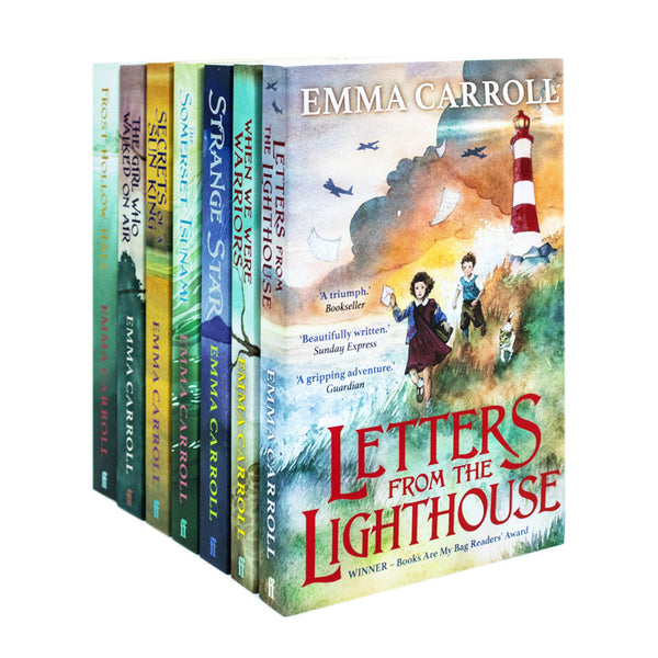 Emma Carroll 7 Books Collection Set (Letters From The Lighthouse,Frost Hollow Hall,The Girl Who Walked On Air,Strange Star,Secrets Of A Sun King,The Somerset Tsunami,When we were Warriors)