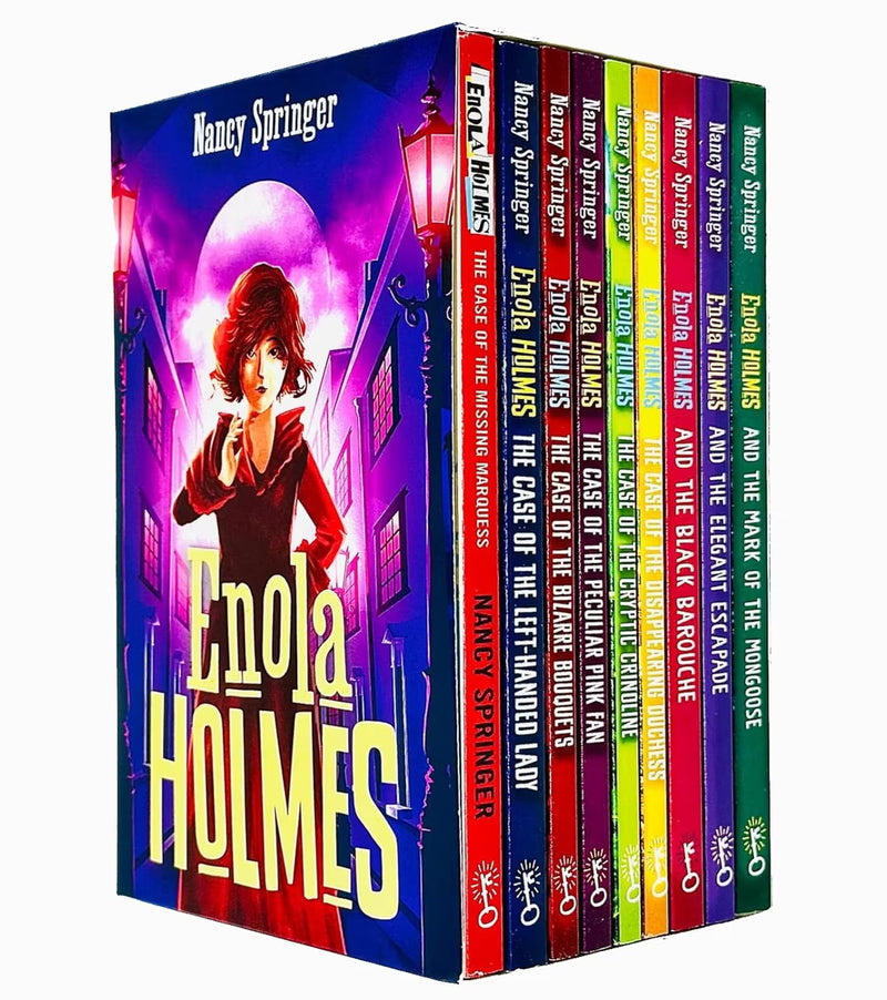 Enola Holmes 9 Books Collection Set by Nancy Springer(The Case of the Missing Marquess, The Case of the Left-Handed Lady, The Case of the Bizarre Bouquets, The Case of the Peculiar Pink Fan & 5 More)