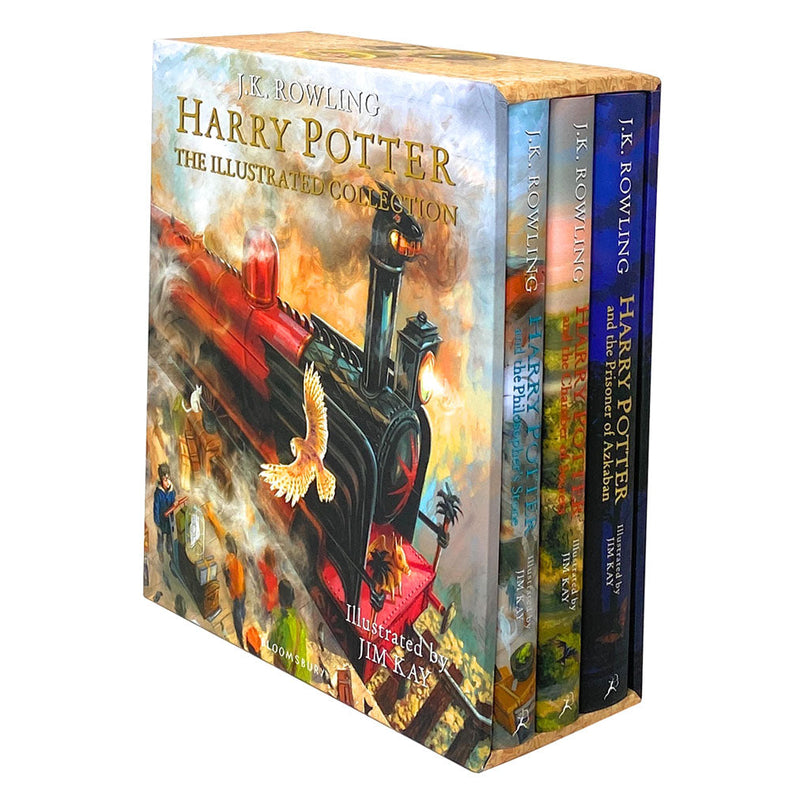 Photo of Harry Potter The Illustrated 3 Books Collection Set by J.K. Rowling on a White Background