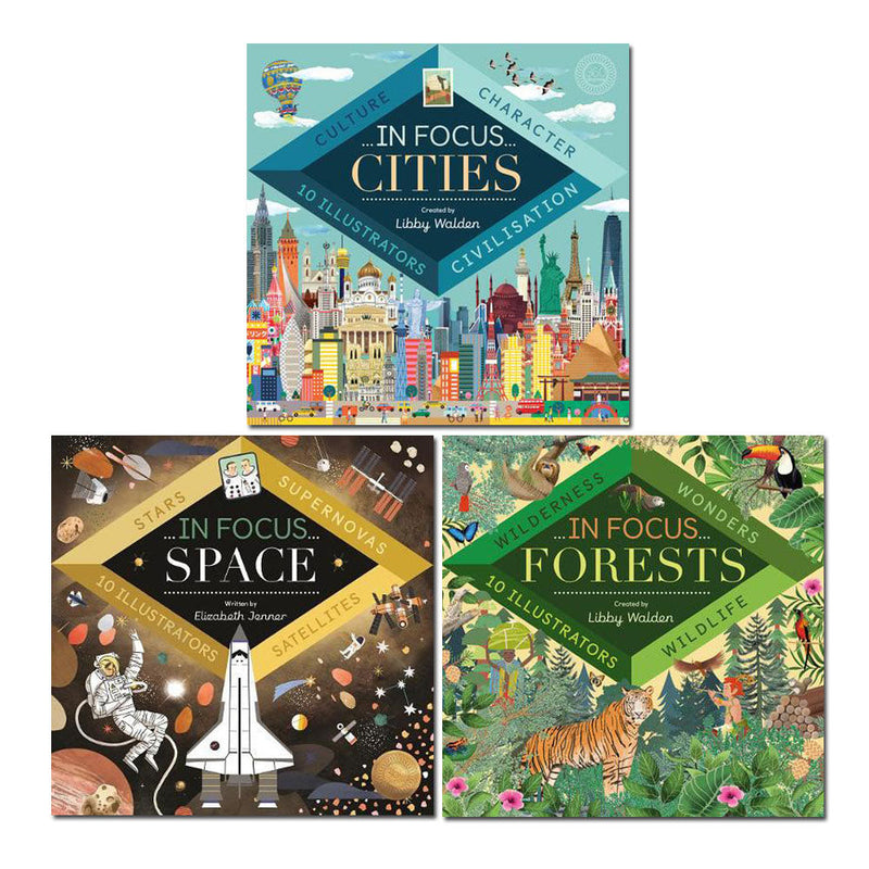 In Focus 3 books set Inc Space, Forests, Cities