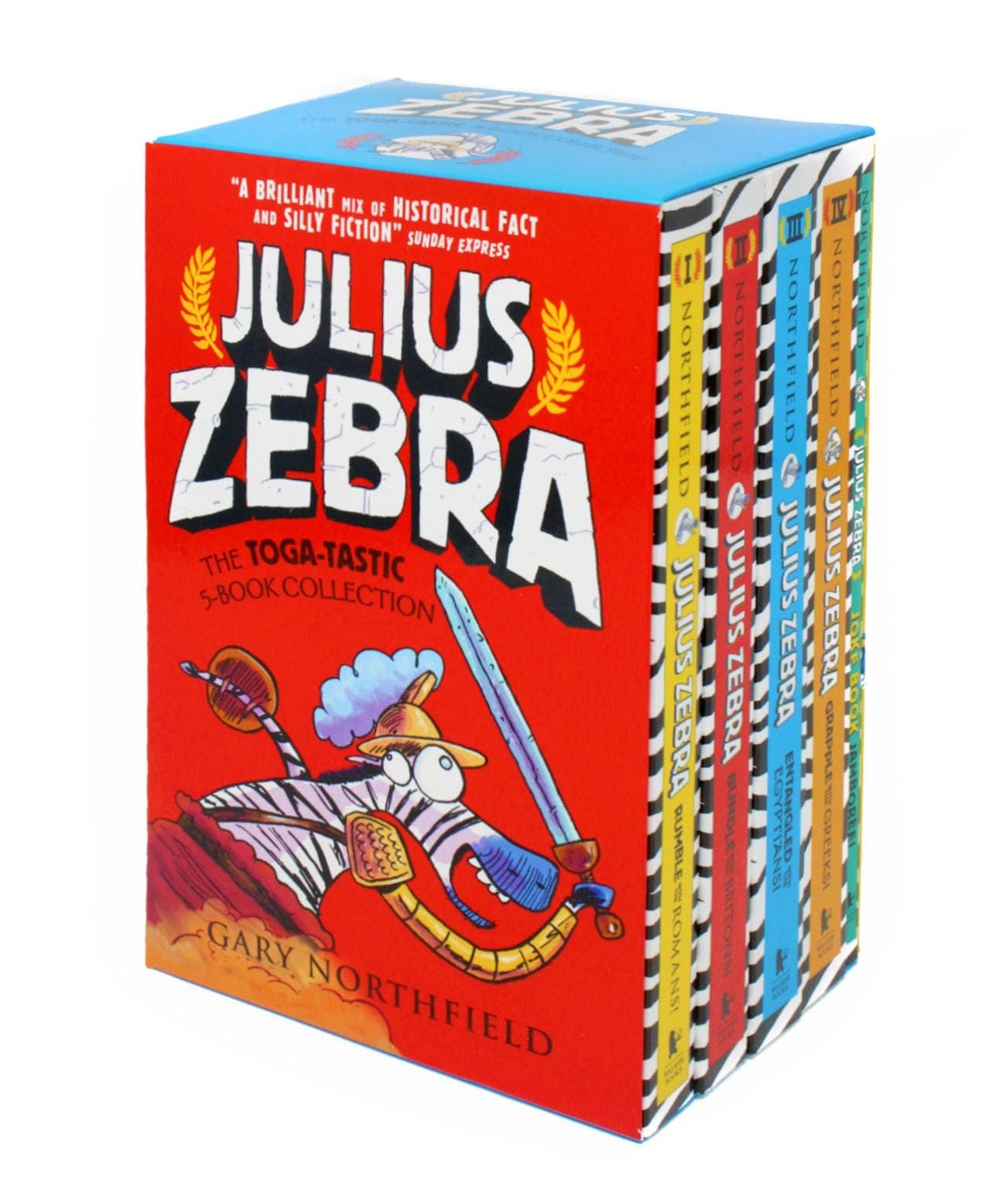 Photo of Julius Zebra The Toga-Tastic 5 Book Collection Box Set by Gary Northfield on a White Background