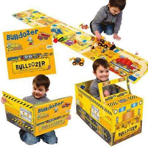 Miles Kelly Convertible Bulldozer 3 in 1 Book Playmat and Toy for Children