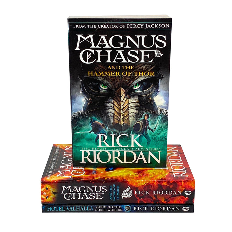 Magnus Chase 3 Books Set Collection By Rick Riordan Inc Hotel Valhalla, Hammer of Thor