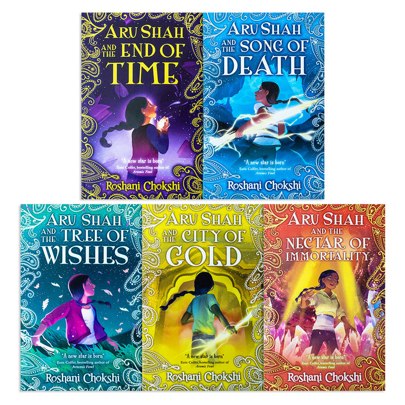 Pandava Series By Roshani Chokshi 5 Books Collection Set (Aru Shah and the End of Time, Song of Death, Tree of Wishes, City of Gold & Nectar of Immortality)