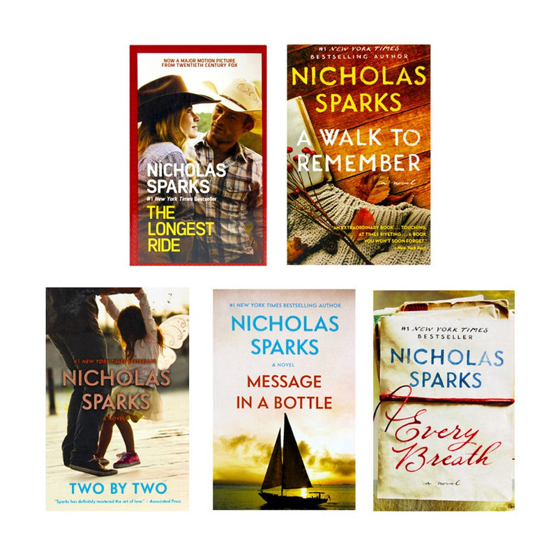 Nicholas Sparks Collection 5 Books Set (Two by Two, Every Breath, Message in a Bottle, The Longest