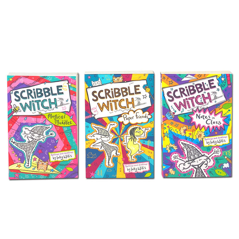 Scribble Witch Collection 3 Book Set by Inky Willis, Magical Muddles, Paper Friends, Notes In Class