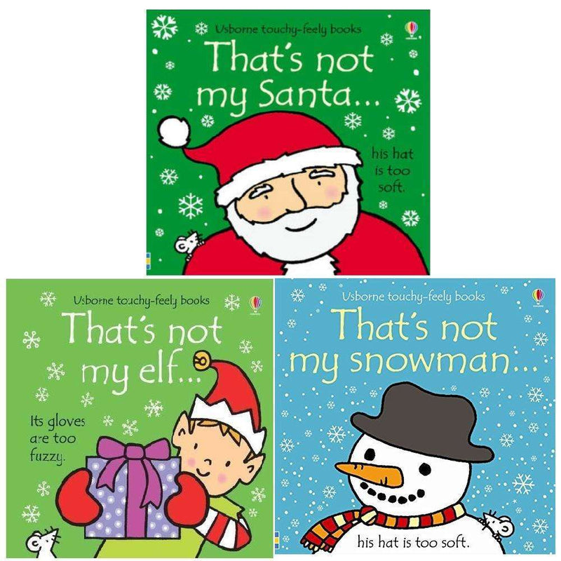 Thats Not My Christmas Collection 3 Books Set Touchy-Feely Santa, Elf, Snowman