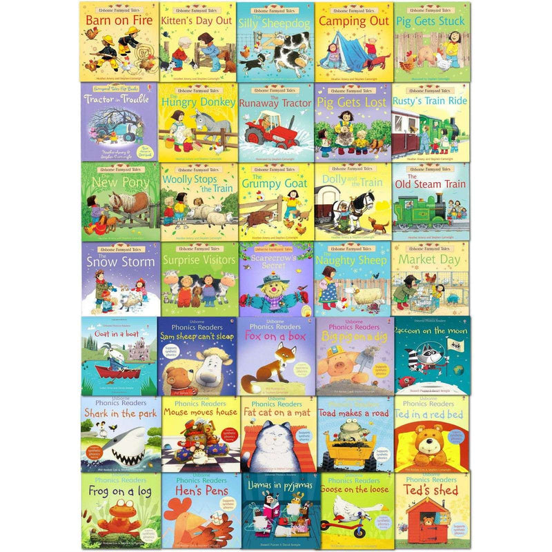 Usborne Early School Reading Collection 35 Children Books Set Farmyard Phonics