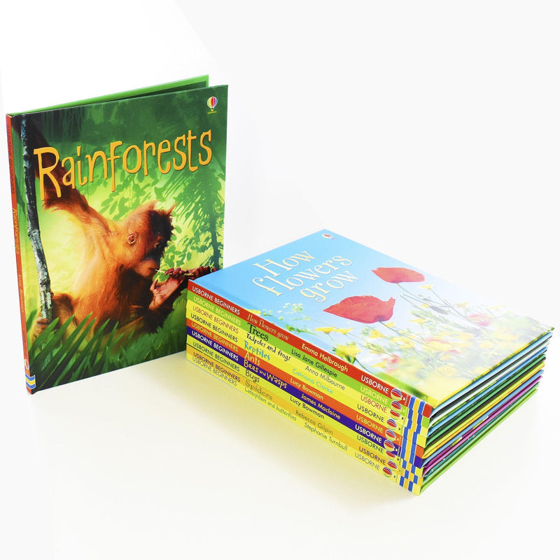 Usborne Beginners Nature 10 Books Box Set Collection (Reptiles, Rainforests,Tre)