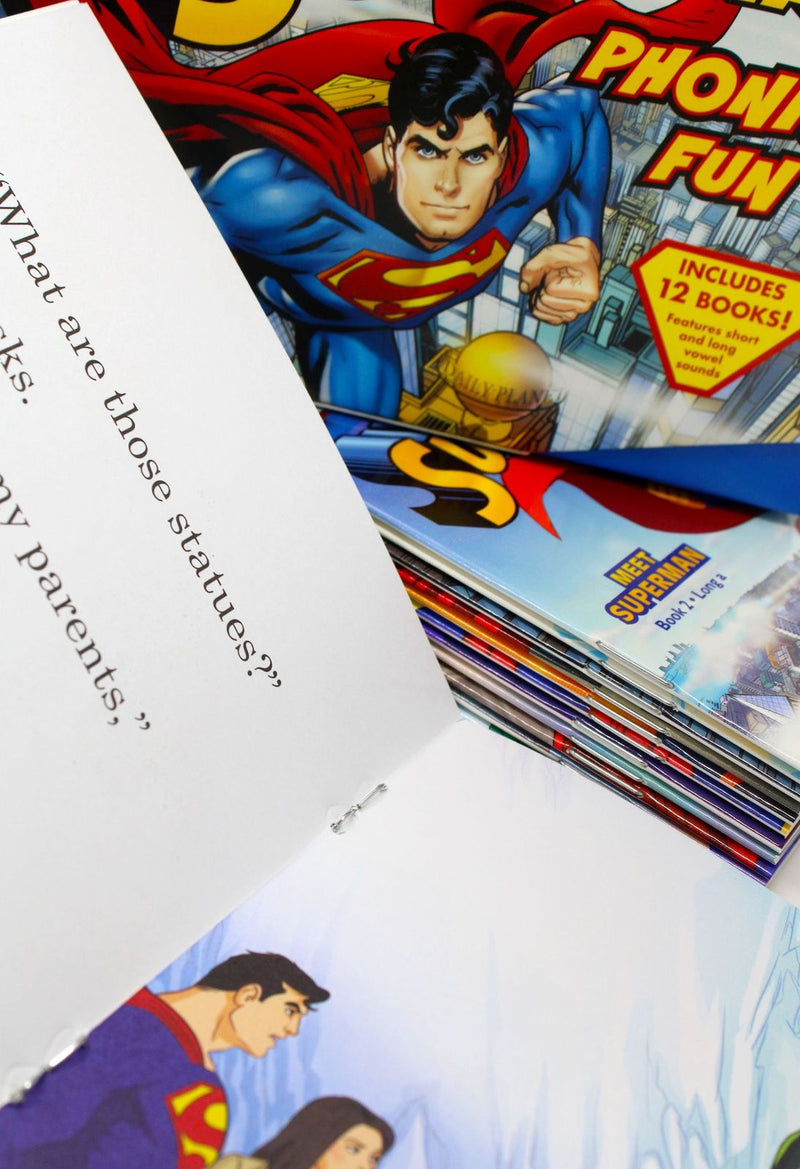 Photo of Superman Phonics 12 Books Set by Lucy Rosen on a White Background