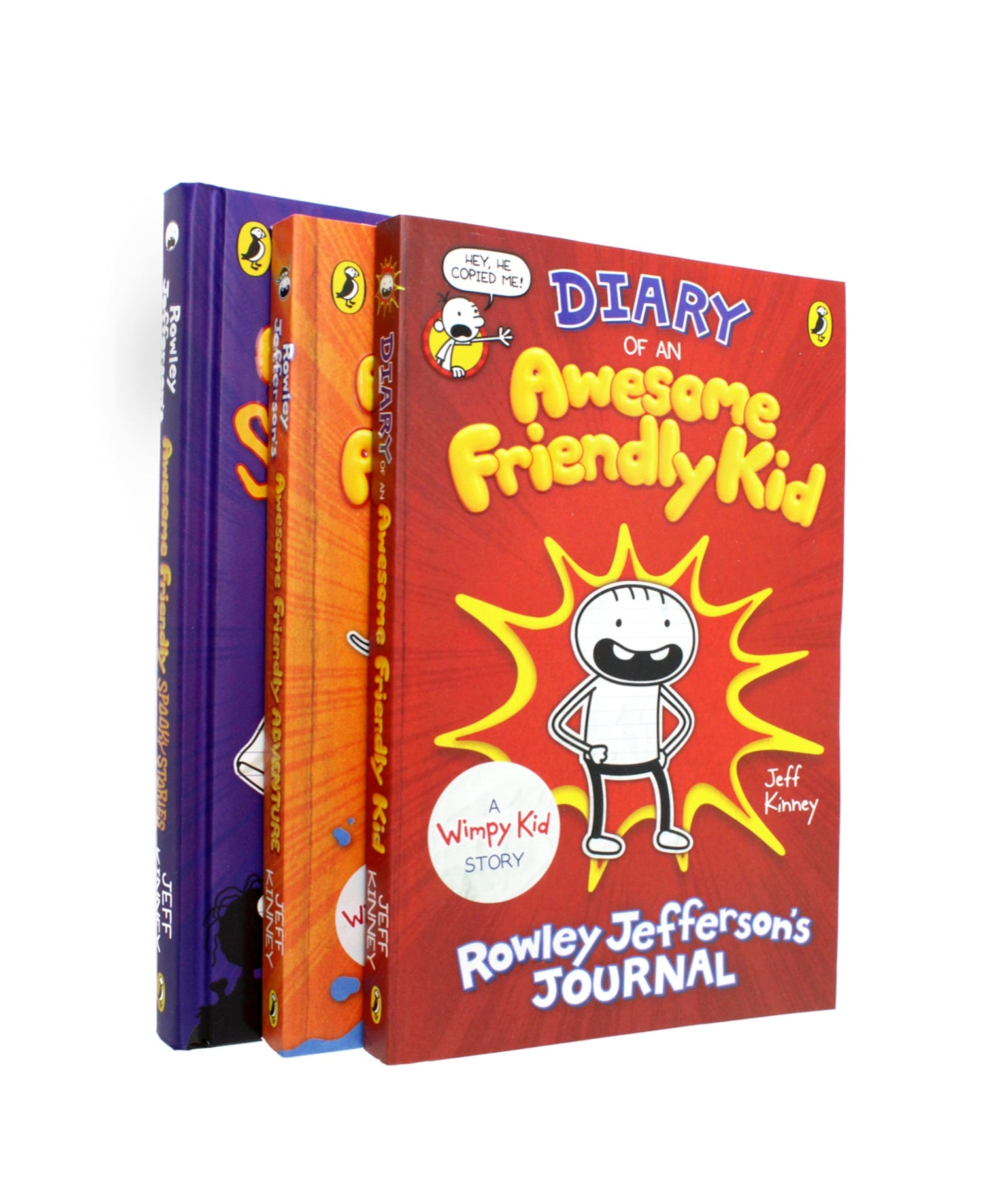 Photo of Diary of an Awesome Friendly Kid 3 Books Set by Jeff Kinney on a White Background