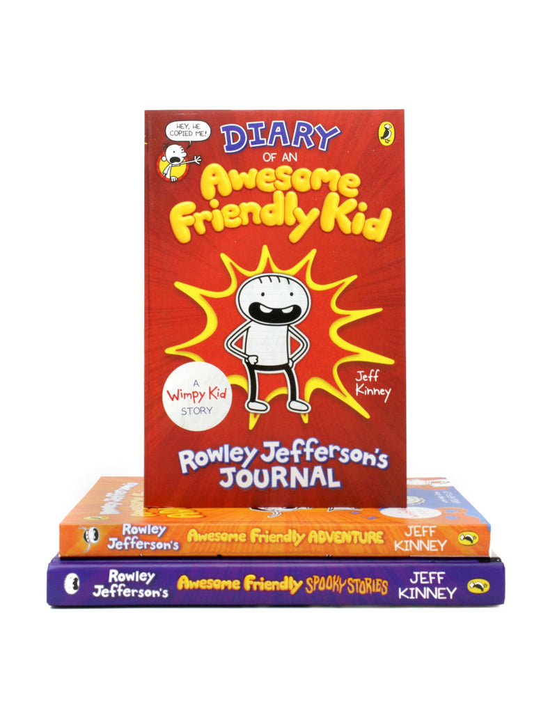 Photo of Diary of an Awesome Friendly Kid 3 Books Set by Jeff Kinney on a White Background