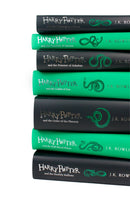 Photo of Harry Potter Slytherin House Collectors Edition Spines by J.K. Rowling on a White Background