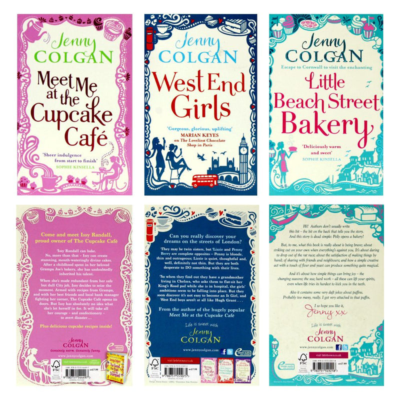 Jenny Colgan Meet Me at the Cupcake Cafe 3 Books Set Covers and Blurbs on a White Background