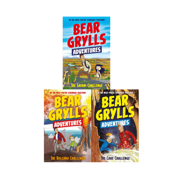 Bear Grylls Adventures 3 Books Set Collection, Volcano, Cave, Safari Challenge..