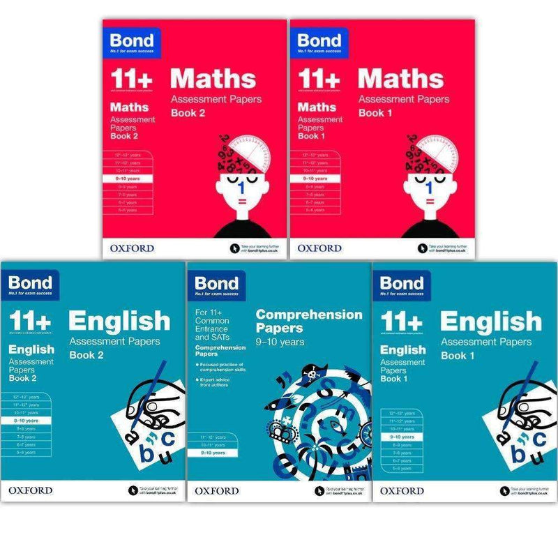 Bond 11+ English & Maths 5 Books 9-10 Years Inc Assessment and Tests